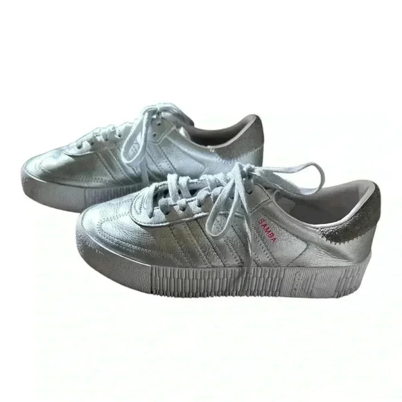 adidas Women's Metallic Silver Sneakers - Picture 2 of 7
